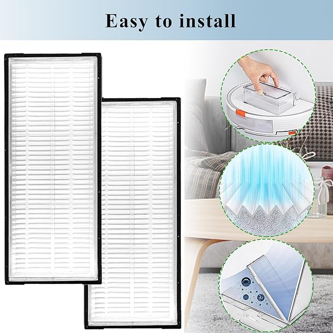 4 Pack Replacement Filters Compatible With Roborock S8 / S8+ / S8 Pro Ultra / S7 / S7+ / S7 MaxV / S7 MaxV Plus / S7 MaxV Ultra Robot Vacuum Cleaners