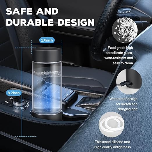 Hydrogen Water Bottle Generator with SPE/PEM–Portable Molecular Hydrogen Rich Water Machine, Rechargeable,5000 ppb,LED Timer for Home, Office, Travel, Sports,Birthday & Christmas Gift