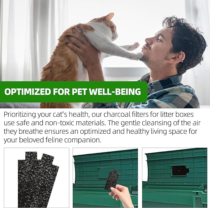 Cat Litter Box Replacement Filters Compatible with Pet Zone Semi, 12-Pack Carbon Cotton Filters for Automatic Cat Litter Box Absorbing Odors Control Damp from Pets - Black