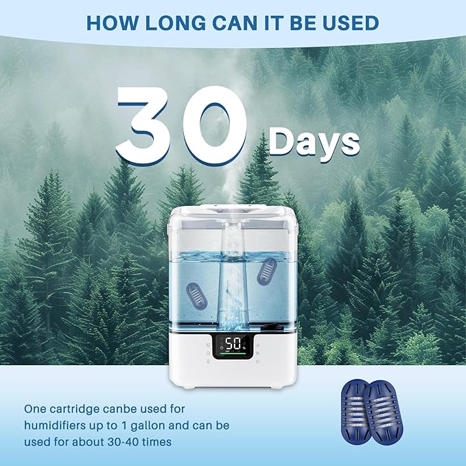 12- Pack Demineralization Cartridge for Humidifier | Compatible with HoMedics Ultrasonic Humidifier and Most Humidifiers, Prevent Hard Water Build-Up, Reduces White Dust, Purifies Water, Part UHE-HDC4