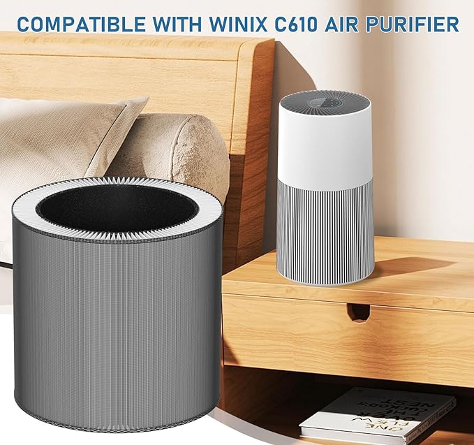 C610 Replacement Filter Z Compatible with Winix C610 Air Cleaner Purifier 1712-0121-00, 3-in-1 True HEPA Filter, 2-Pack