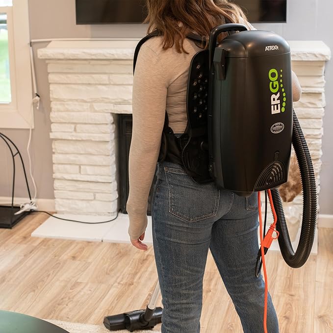 Atrix VACBP1 Ergonomic Backpack Vacuum Cleaner - 8-Quart HEPA Filter, 1400W Portable Small Vacuum for Multi-Use - Includes Attachments: 6' Hose, Blower Nozzles, Wand, Brushes