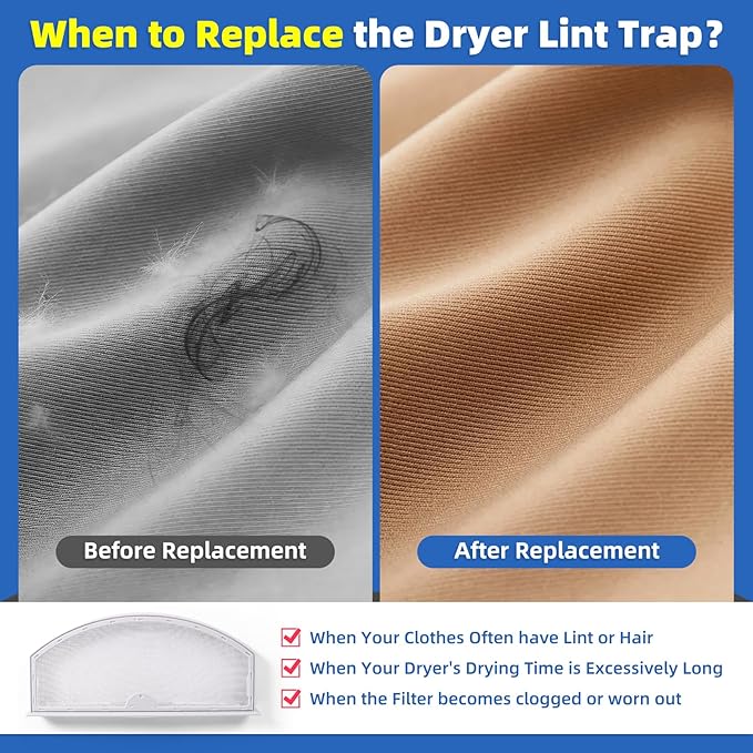 WE03X23881 Dryer Lint Trap Replacement for GE Hotpoint GTD65EBSJ3WS GTD45EASJ2WS GTD42EASJ2WW GTD42GASJ2WW GTD33EASK0WW GTX22EASK0WW Dryer Lint Screen Replacement, With Dry Lint Cleaning Brush & Hooks