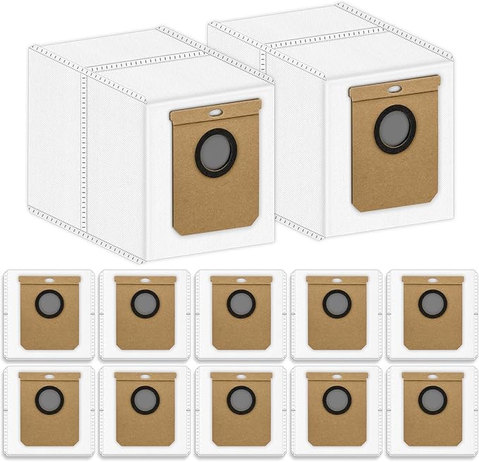 (12 Pack) L50 L60 Hybrid Dust Bags Replacement Compatible With eufy L60/ L60 Hybrid/ L60 SES/ L50 SES/ L50 Series Self Empty Station, Robot Vacuum Bags, Filter Bags, Disposable Canister Bags