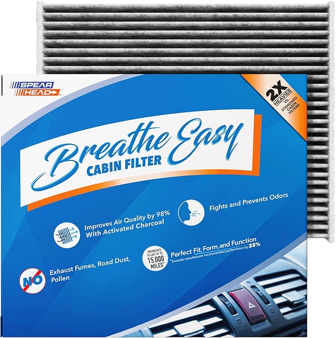 Spearhead Odor Defense Breathe Easy Cabin Filter | Fits Bronco/Sport, Escape, Explorer, Maverick, Mustang Mach-E, Aviator, Corsair, Nautilus | 25% Longer Lasting w/Activated Carbon (BE-772)