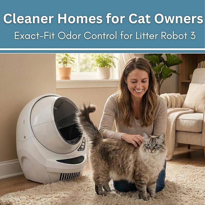 Activated Litter Robot 3 Carbon Filters - Activated Charcoal Replacement Filter, Pre-Cut 3.5” x 10” Litter Robot Accessories - Odor Control & Dust Reduction - Made in USA - 6-Pack