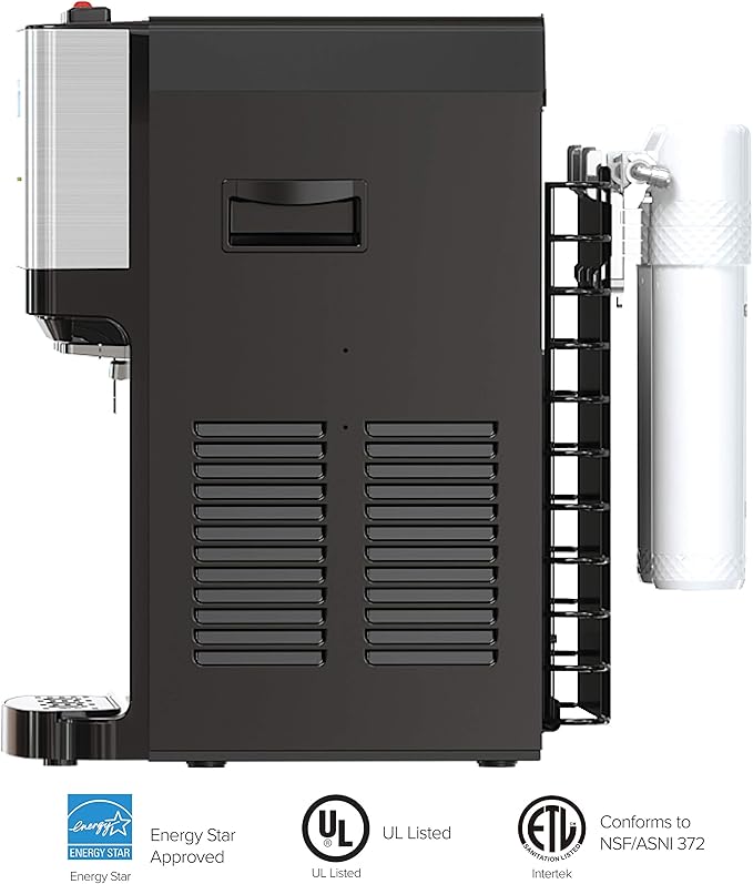 Brio Countertop Self Cleaning Bottleless Water Cooler Dispenser with Filtration - Hot Cold and Room Temperature Water. Free Extra Replacement Filters Included - UL/Energy Star Approved