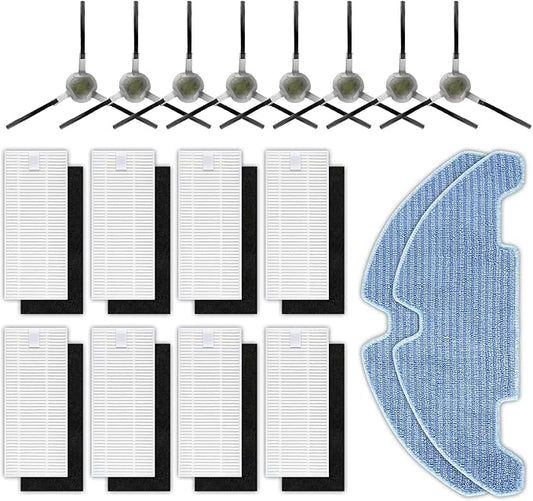 (18 Pack) M330 Pro Replacement Parts Compatible with Lefant M330/ M330 Pro Robot Vacuum Cleaner, 8 Side Brushes, 8 HEPA Filters with Foam Filters, 2 Mop Pads, Accessories Kit