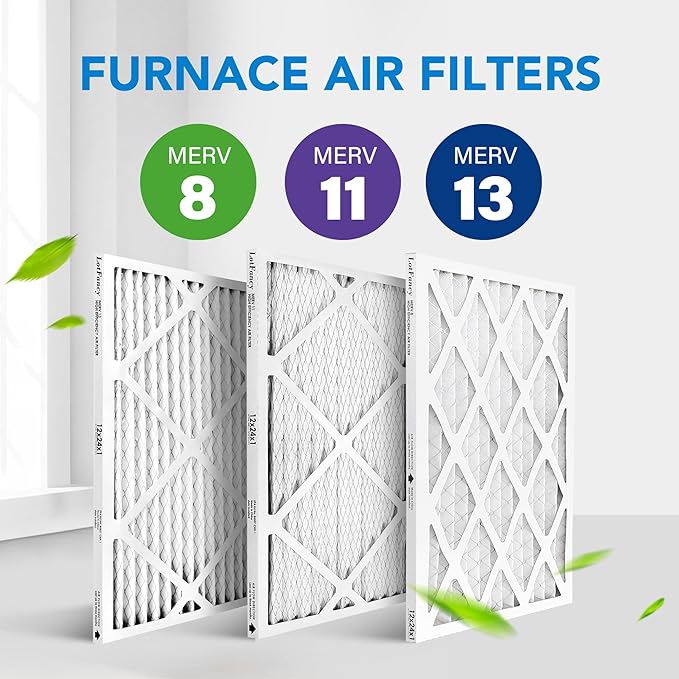 LotFancy 12x24x1 Air Filter MERV 8 4-Pack, Electrostatic Pleated Furnace & AC Filter, Captures Dust, Pet Hair, Pollen, Actual Size: 11.75"x23.75"x0.75"