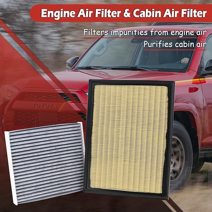 CA10835 Engine Air Filter and CF10285 Cabin Air Filter kit Compatible with 2010-2023 Lexus GX460 4.6L 2010-2024 Toyota 4Runner Replaces 17801-38050 87139-YZZ16
