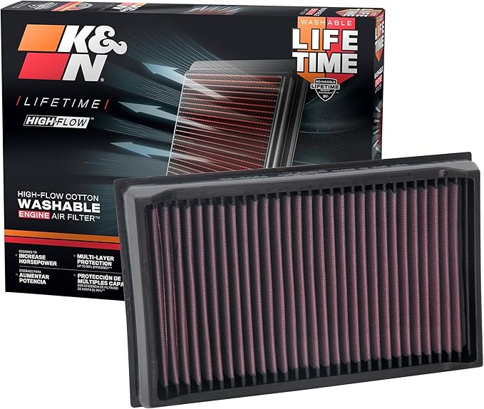 K&N High-Flow Original Lifetime Engine Air Filter: Increase Power: Premium, Washable: Compatible with 2018-2025 Volkswagen: Bora, Golf, Jetta, Taos, 33-5084