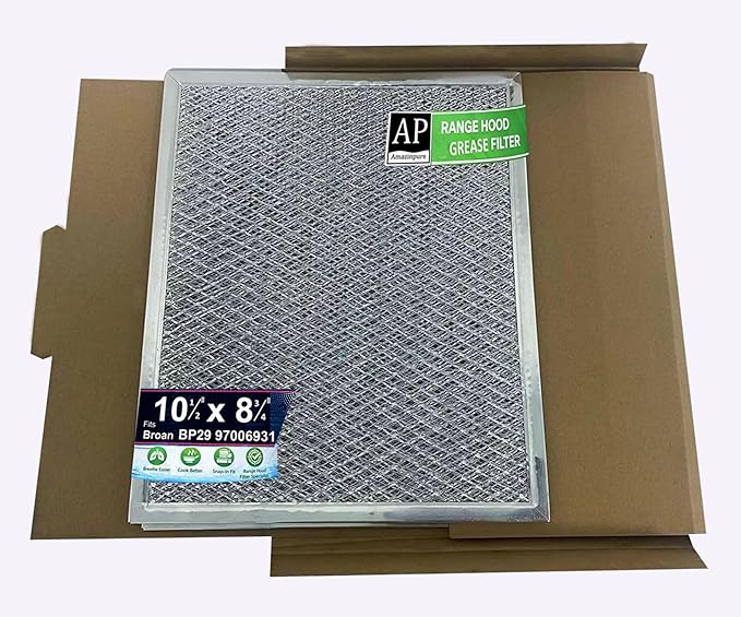 97006931 Broan Nutone range hood grease filter replacement Compatible with BP29 exhaust fan 88150 99010121 10-1/2 x 8-3/4 x 3/32 (10.5 x 8.75) Inch Aluminum 2 Pack