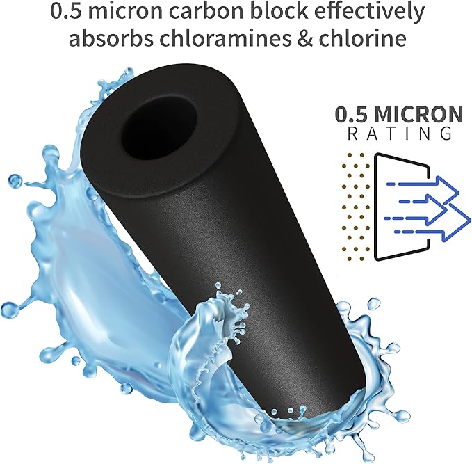 AQUATICLIFE Carbon Plus 10” Carbon Block Water Filter Chlorine Chloramine Reduction Cartridge for Reverse Osmosis Deionization Water Filtration System Units 10x2.5 Water Filters