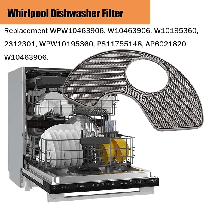 WPW10463906 Dishwasher Screen Filter For Whirlpool Dishwasher Filter W1019536 WPW10463906 WPW10195360 2312301 PS11755148 AP6021820 Dishwashers Sump Screen Part Assembly