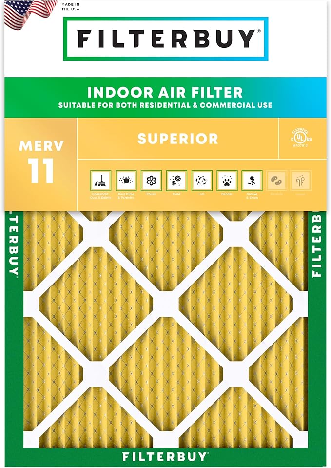 Filterbuy 21x22x1 Air Filter MERV 11 Superior Pet & Allergy Defense (1-Pack), Electrostatic Pleated HVAC AC Furnace Filters Replacement (Actual Size: 20.50 x 21.50 x 0.75)