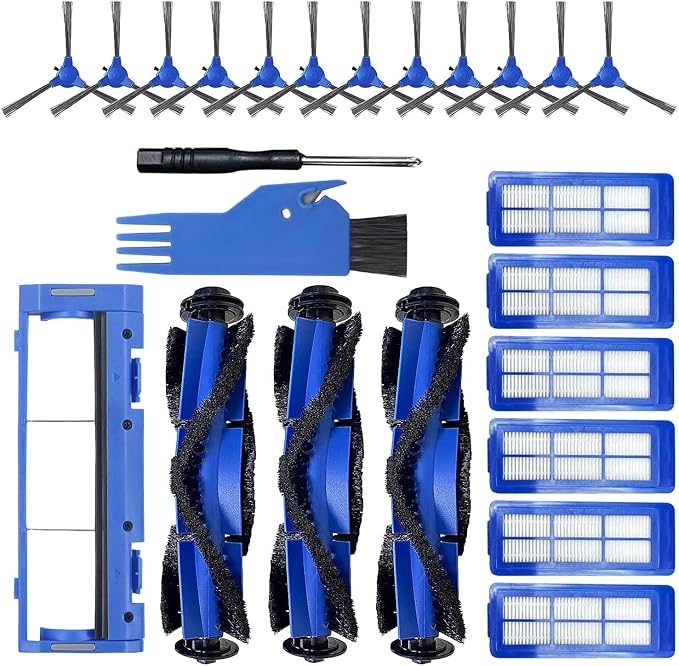 CERO 24 Pack Replacement Parts for Eufy 11S Max, G30, G32 Pro, G30 Pro, 15C Max, 30C Max Robotic Vacuum Cleaner Accessories, 3 Roller Brushes, 6 Filters, 12 Side Brushes, 1 Rolling Brush Guard