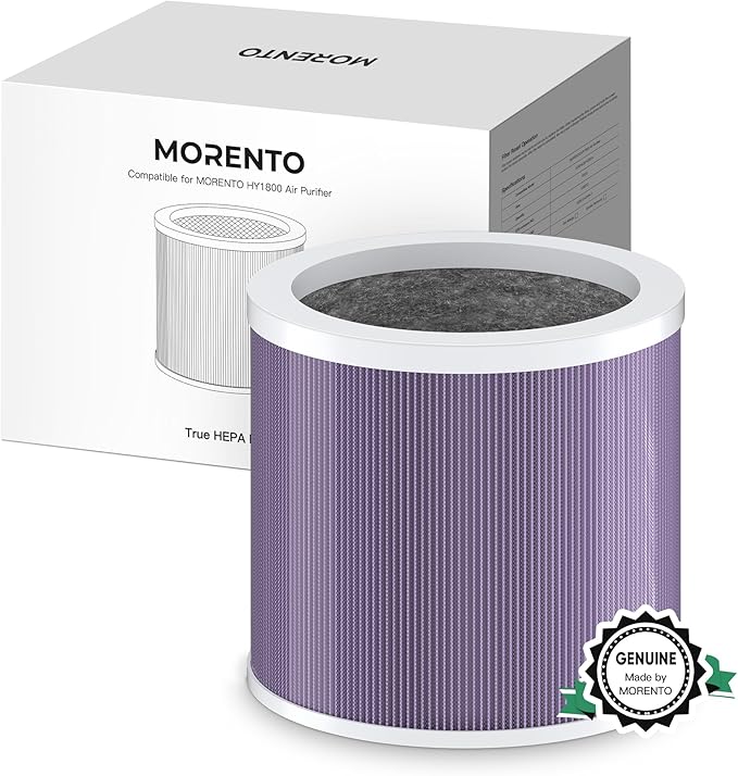 MORENTO HY1800 Genuine Air Purifier Replacement Filter, Ture HEPA Filter for HY1800 Air Purifier, Efficiency Activated Carbon, 1 Pack, Smoke Version