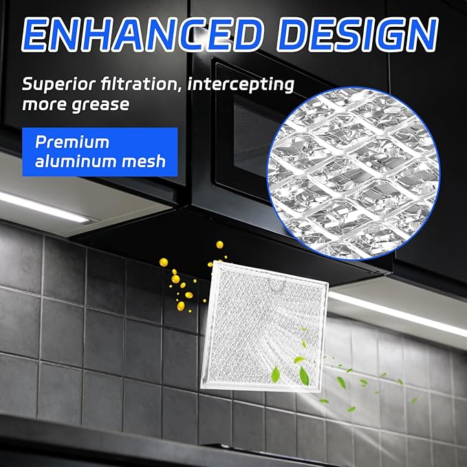2pcs Microwave Grease Filter Replacement, 6-3/8"x6-3/4"(17.2x16.2cm) Aluminum Mesh Screen Filter Compatible with GE WB02X11534 & Samsung DE63-00666A for Kitchen Air Enter the Over-the-Range Oven Vent