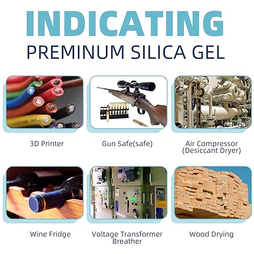 [Net Weight 32LBS] Blue Indicating Silica Gel Beads Desiccants - Rechargeable Desiccant Beads Silica Beads (Blue to Pink, 4 Packs of 8LBS)