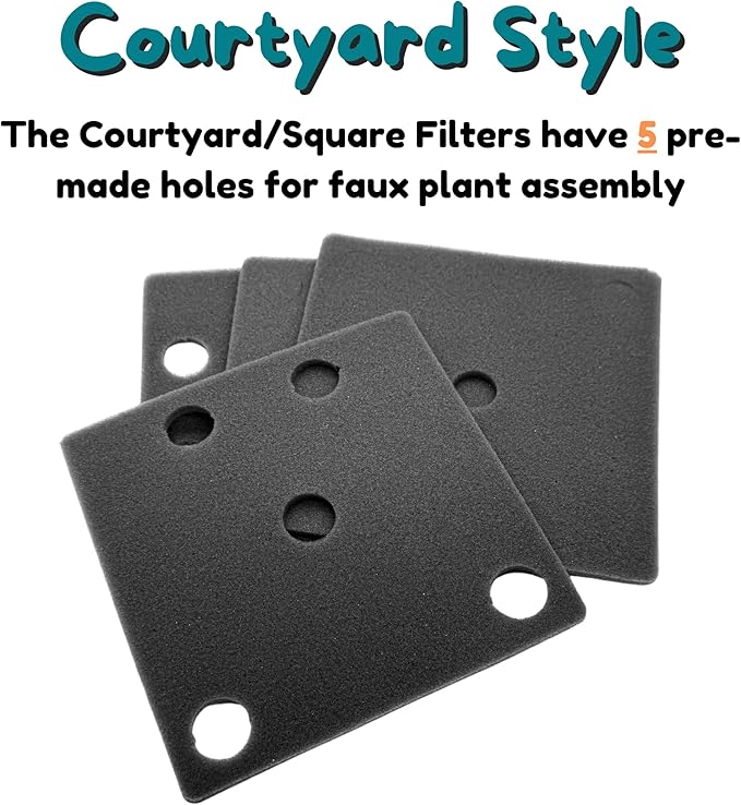 Good Pet Stuff, Replacement Carbon Odor Control Filters for Hidden Litter Box Planter, Courtyard Square Shape, Easy to Install, Odorless, Absorbs Smells, Sunlight Activated Charcoal Infused, 4 Pack