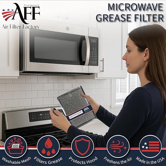Air Filter Factory Grease Filter WB02X11534 Replacement For GE Microwave Oven Aluminum Grease Mesh Filter 6.81" X 6.34" Over The Range Kitchen Oven Vent 2-Pack
