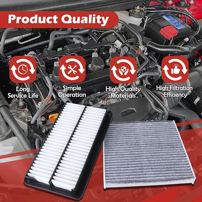 17220-5J6-A10 Engine Air Filter and 80292-SDA-A01 Cabin Air Filter kit Compatible with 2016-2022 Pilot 2019-2025 Passport 2017-2025 Ridgeline 2016-2020 MDX Replaces CA12061 CF10134 80292-SDA-407