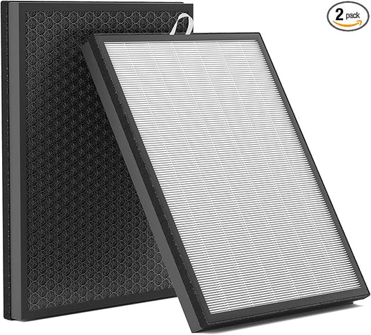 Leemone EverestAir Replacement Filter for LEVOIT EverestAir/EverestAir-P Air Purifier, True HEPA, High Efficiency Granules Activated Carbon, EverestAir-RF, 2 Pack