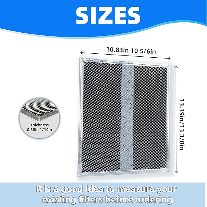 WB02X10707 S99010308 Charcoal Replacement Filter 10.8 X 13.3 X 0.1in Pack of 2 Compatible with Broan BPSF30 QS WS NON-Ducted Range Hood