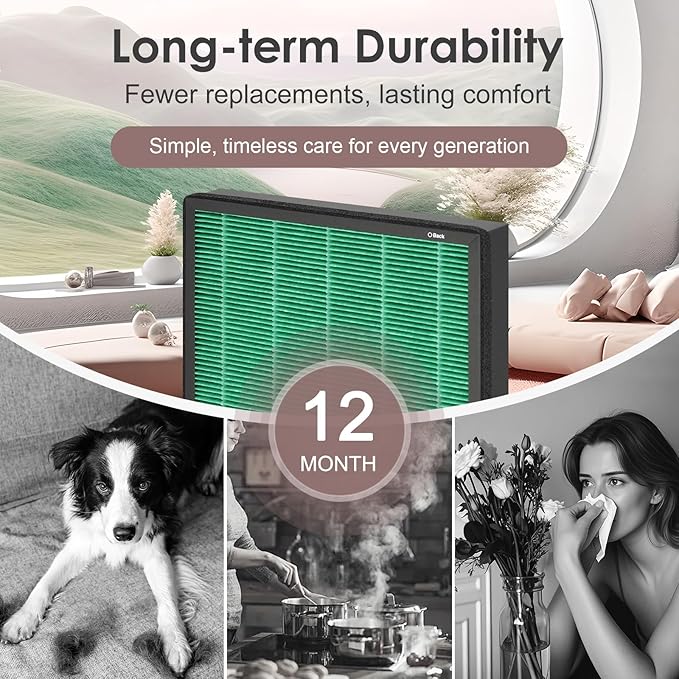 Replacement Filter Set Compatible with Coway Airmega Icon & IconS Air Purifier, H13 Activated Carbon, Max 2 Green 2-Pack