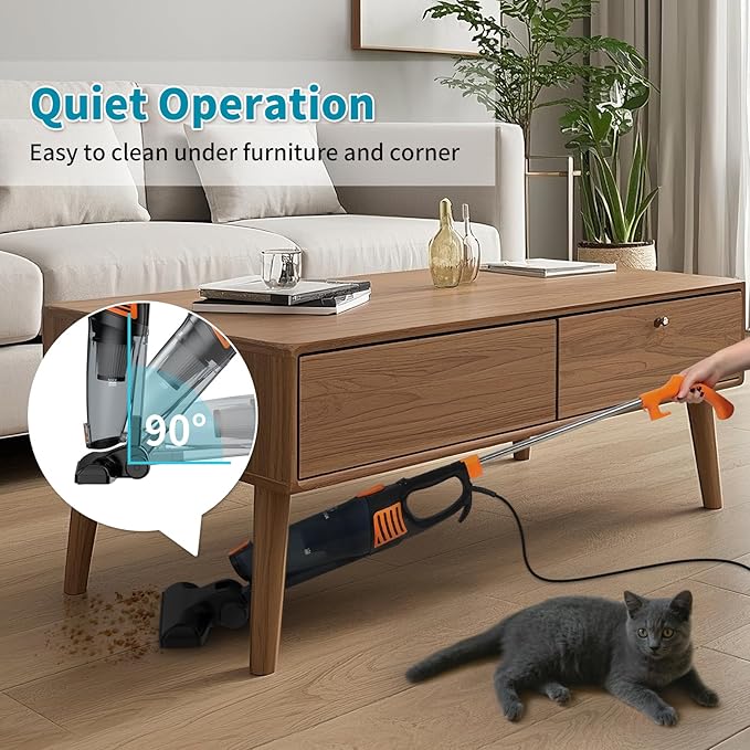 Corded Vacuum Cleaner, 12 in 1 Ultra-Lightweight Vacuum Cleaners for Home 15KPa Powerful Suction Stick Vacuum with Washable HEPA Filter for Home, Car, Pet Hair, Carpet, Hard Floor