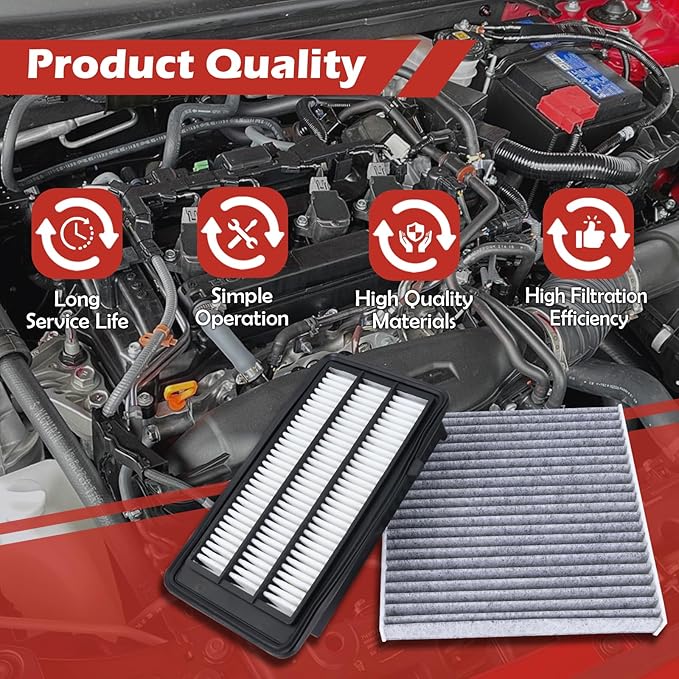 17220-5AA-A00 Engine Air Filter and 80292-TF0-G01 Cabin Air Filter kit Compatible with Honda 2017-2022 CR-V 2016-2021 Civic 1.5L Not For Hybrid Replaces AF5263 AF9183 PA99116 CF11182 80291-T5R-A01