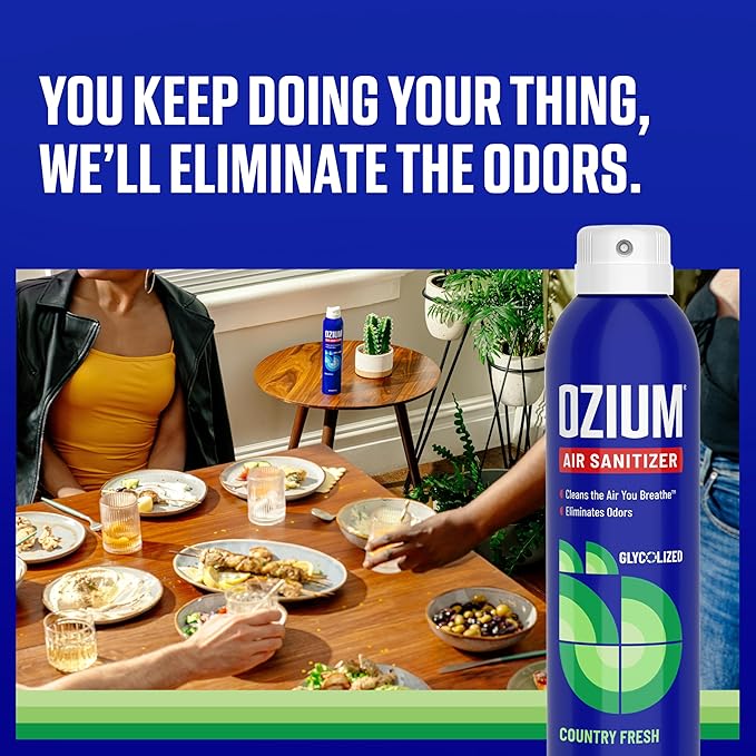 Ozium 8 Oz. Air Sanitizer & Odor Eliminator for Homes, Cars, Offices and More, Country Fresh Scent, Pack of 3