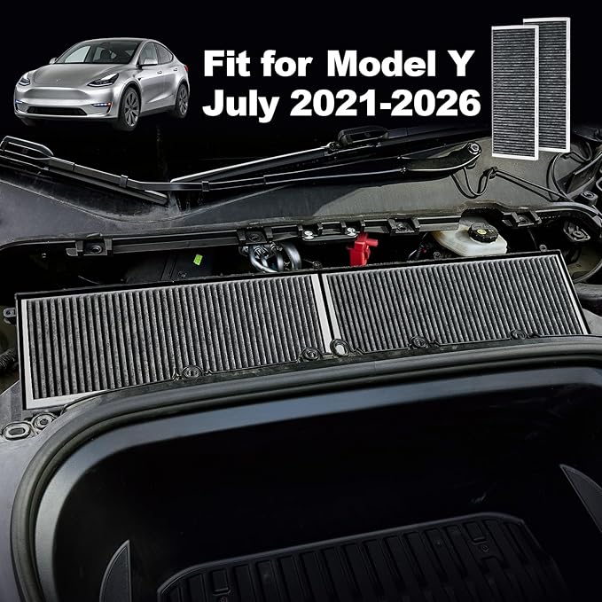 Spurtar HEPA Air Filter for Tesla Model Y, Cabin Air Filter Replacement with Activated Carbon for Tesla Model Y Accessories July 2021-2025 (Set of 4 Packs, Grey)
