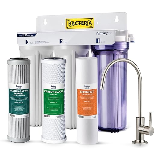 iSpring US31 Under Sink Water System, NSF Certified 3-Stage Water Filters, Reduces PFAS, Chloramine, Chlorine and More, Tankless Water Filter System with Faucet