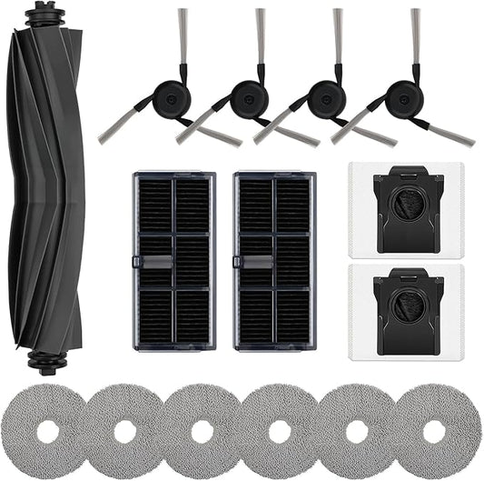 15 PCS Accessories Replacement Parts Compatible with Dreame X40 Ultra/ L40 Ultra/ X40 Master MOVA P10/ P50 Pro Ultra Robot Vacuum Cleaner, 1 Main Brush 4 Side Brushes 2 Filters 2 Dust Bags 6 Mop Pads