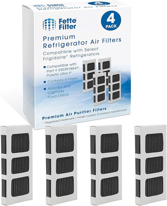 Fette Filter - Refrigerator Air Filter Compatible with Frigidaire Paultra II, Pure Air Ultra II, Electrolux 242047805 5303918847 EAP12364179 Part Number 5303918847 - Pack of 4