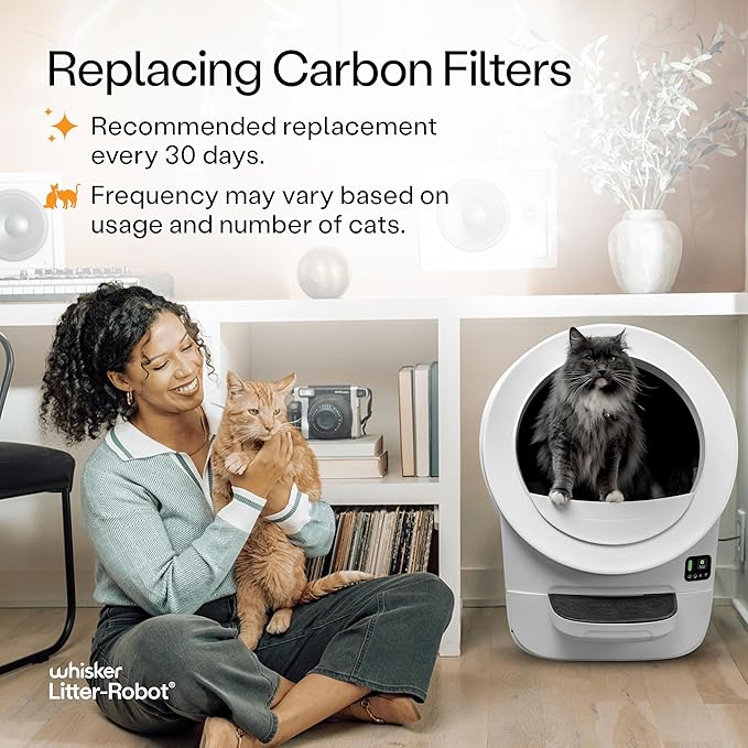 Whisker Litter-Robot 4 Carbon Filters, 6 Pack, Custom Fit Carbon Filter for Litter-Robot 4, Absorbs Odors & Controls Moisture