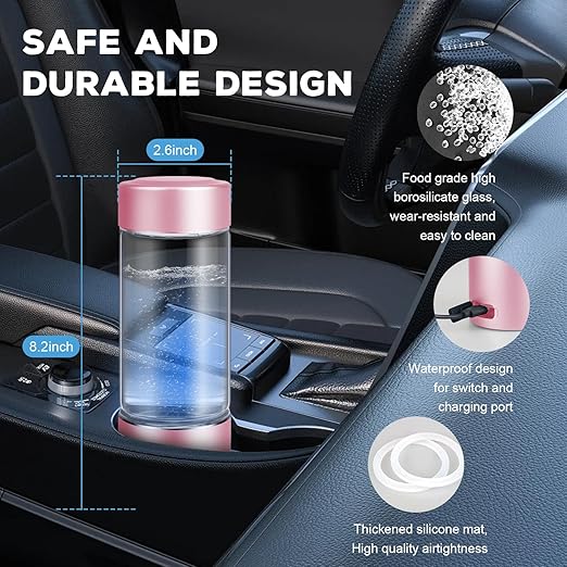 Hydrogen Water Bottle Generator with SPE/PEM–Portable Molecular Hydrogen Rich Water Machine, Rechargeable,5000 ppb,LED Timer for Home, Office, Travel, Sports,Birthday & Christmas Gift