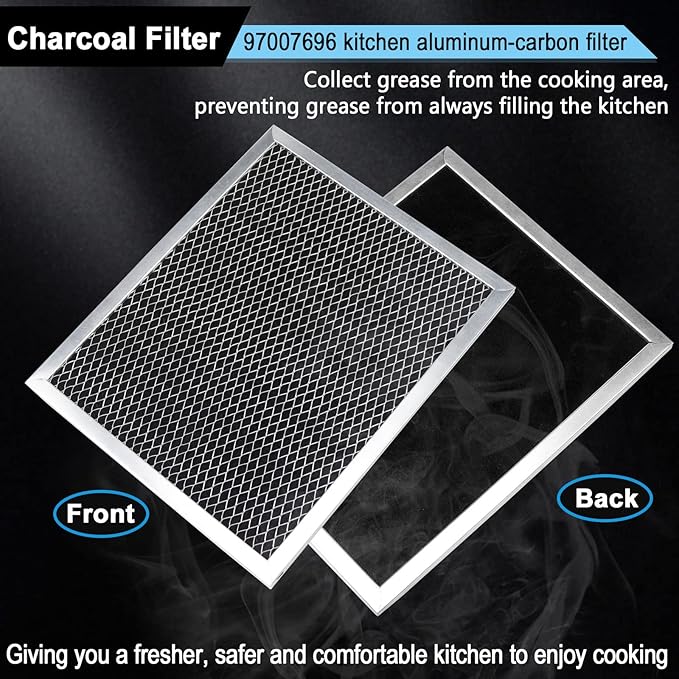 97007696 Charcoal Filter Replacement for Range Hood 41F Grease Filter 6105c 8-3/4" x 10-1/2" Aluminum Mesh Charcoal Carbon Filter Compatible with Most Brand Stove Vents -4 PACKS by Fetechmate