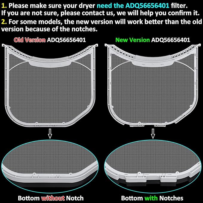 ADQ56656401 Lint Filter Replacement for LG & Kenmore Dryers, Ultra Durable Dryer Lint Screen Trap, Compatible with Part Number ADQ566564 AP4457244 PS3531962
