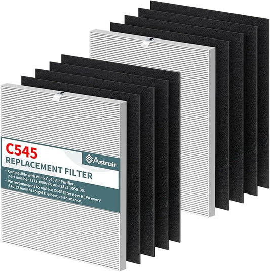 C545 HEPA Replacement Filter Compatible with Winix C545 Air Purifier, 2 Stage Filtration of Activated Carbon Filter and H13 True HEPA Filter, 2 Hepa Filter & 8 Carbon Filter