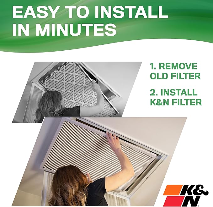 K&N 14X20X1 HVAC Furnace Air Filter, Lasts a Lifetime, Washable, Merv 13, the Last HVAC Filter You Will Ever Buy, Breathe Safely at Home or in the Office, HVC-13-11420