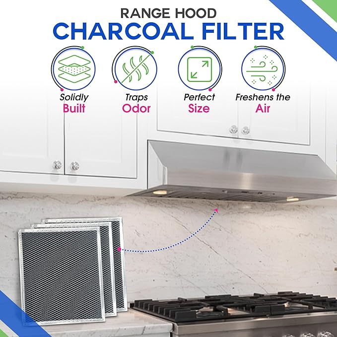 Charcoal Filter Replacement for W10412939 Whirlpool Range Hood Filter 11.02” x 9.73” - Replaces Ductless Kitchen Stove Overhead Whirlpool Vent Hood Carbon Charcoal Filters (2-Pack)
