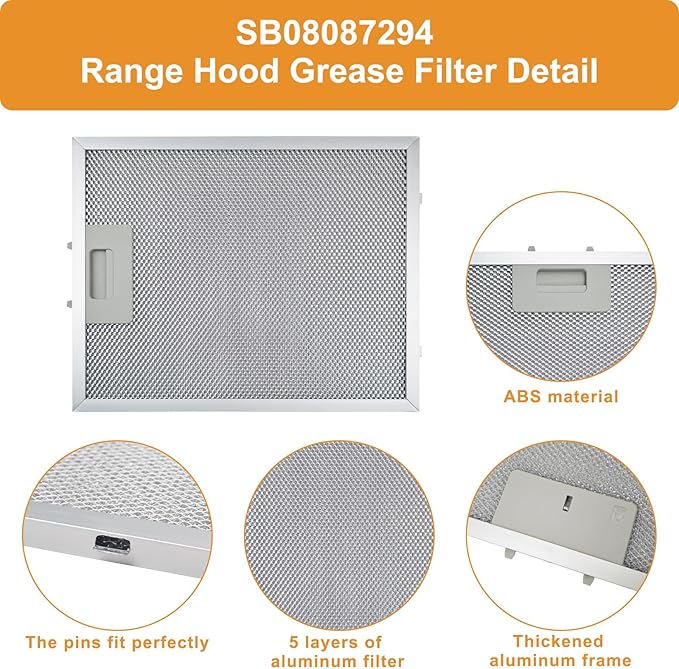 SB08087294 Range Hood Grease Filters Replacement For Broan Kenmore Range Hood Vent Filter RM523004 RM524204-2 Pack 11.73 x 9.4 x 0.39 Inches