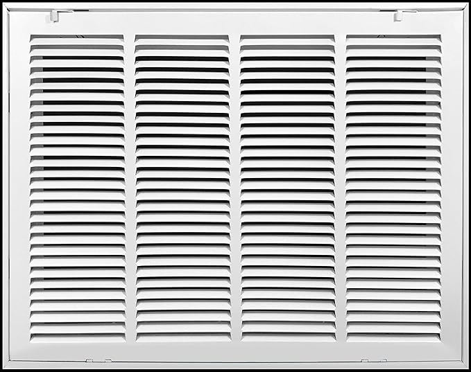 [5 Pack] Fits 24x18 Duct Opening | Steel Return Air Filter Grille by Handua [Fixed Hinged] Vent Cover Grill for Sidewall and Ceiling | White | Outer Dimensions: 26 5/8"W X 20 5/8"H