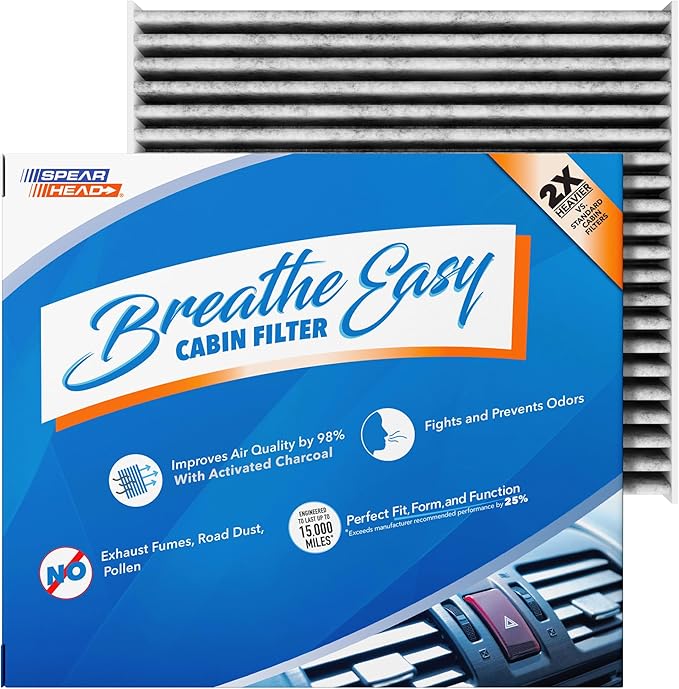 Spearhead Odor Defense Breathe Easy AC & Heater Cabin Filter | Fits 2001-05 GS300, 2001-05 GS430, 2001-06 LS430, 2002-10 SC430 Like OEM | Up to 25% Longer Lasting w/Activated Carbon (BE-562)