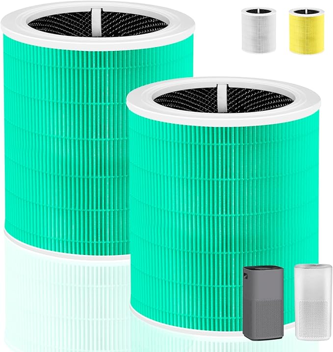 Core 600S Toxin Absorber Replacement Filter for LEVOIT Core 600S & Core 600S-P Air Purifier, 3-in-1 H13 True HEPA with Activated Carbon Filter for Home Large Room,Core 600S-RF,2 Pack,Green