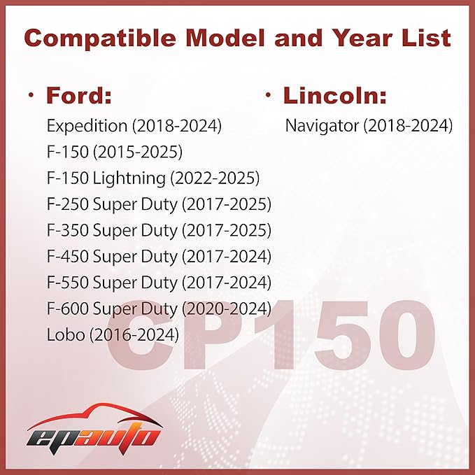EPAuto CP150 (CF12150) Cabin Air Filter, Replacement for Ford F-150(2015-2025),F-250/F-350 Super Duty (2017-2025), Expedition (2018-2024), Lincoln Navigator (2018-2024) w/Activated Carbon