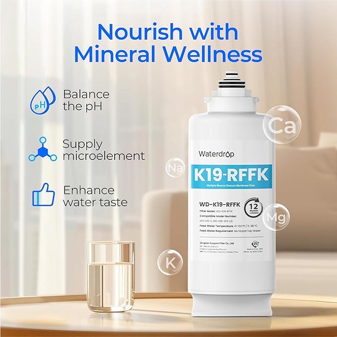 Waterdrop K19RFFK Filter, Replacement for K19-SFK Countertop Reverse Osmosis System, 12-month Lifetime