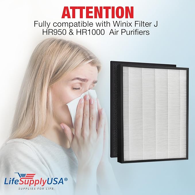 HR900 HEPA Filter T Replacement Compatible with Winix HR900 & HR1000 Air Purifiers -True HEPA + Activated Carbon Filter by LifeSupplyUSA